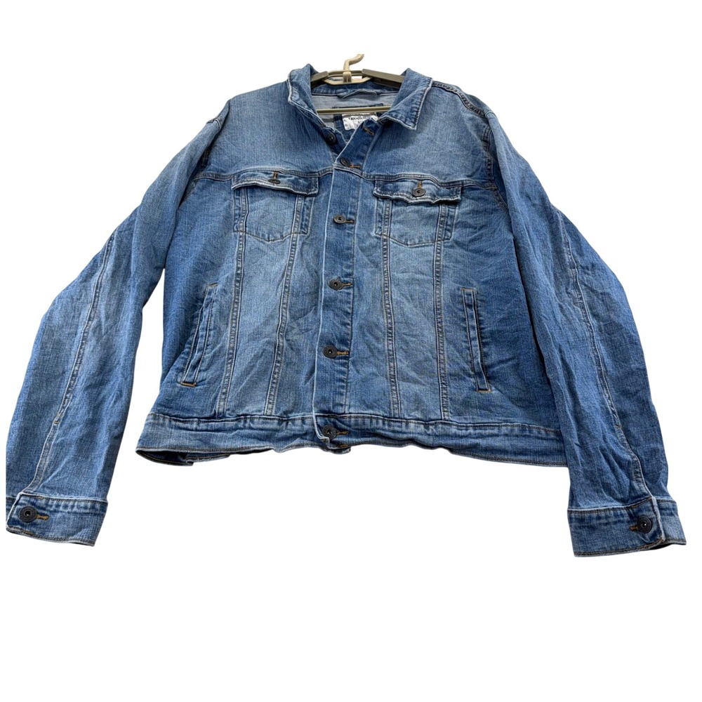 Goodfellow Denim Jacket Mens XL Blue Trucker Classic Cotton Blend Button Up